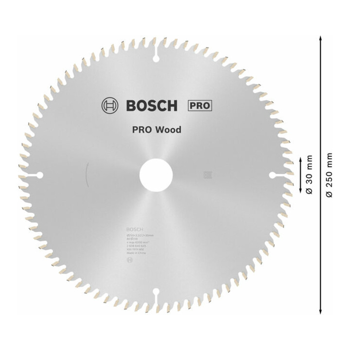 Lame p. scie circulaire Optiline Wood D. ext. 250 mm nbre. de dents 80 WZ/N perç