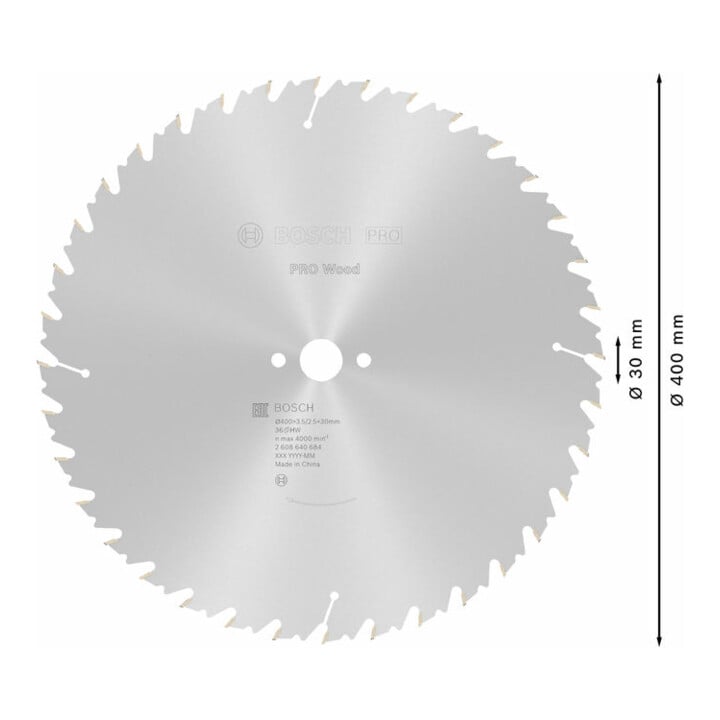 Lame p. scie circulaire PRO Wood D. ext. 400 mm nbre. de dents 36 WZ perça