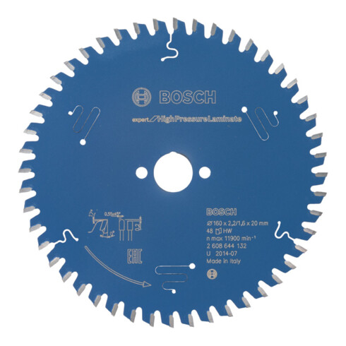 Lame pour scie circulaire Bosch Expert for High Pressure Laminata 160 x 20 x 2,2 mm 48