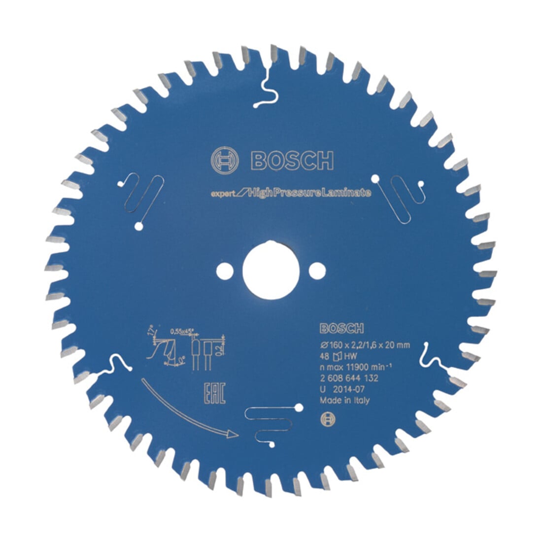 Lame pour scie circulaire Bosch Expert for High Pressure Laminata 160 x 20 x 2,2 mm 48