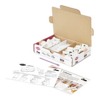 Lamello Cabineo Starterset mit 40 Stk Cabineo 8/12 1 Stk Cabineo Bit, 40 Stk Abdeckkappen weiss