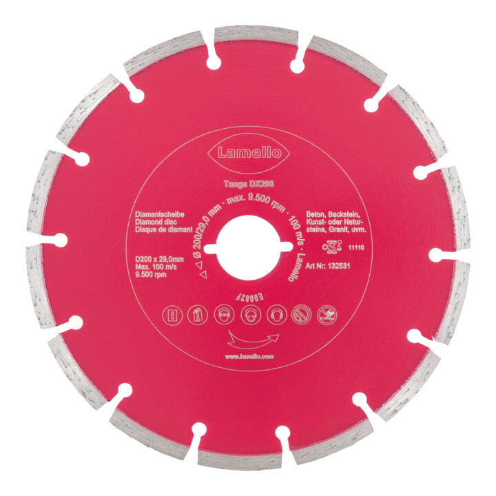 Lamello Disque diamanté de coupe pour Tanga DX200, diamètre 200 segmenté, avec fixation rapide