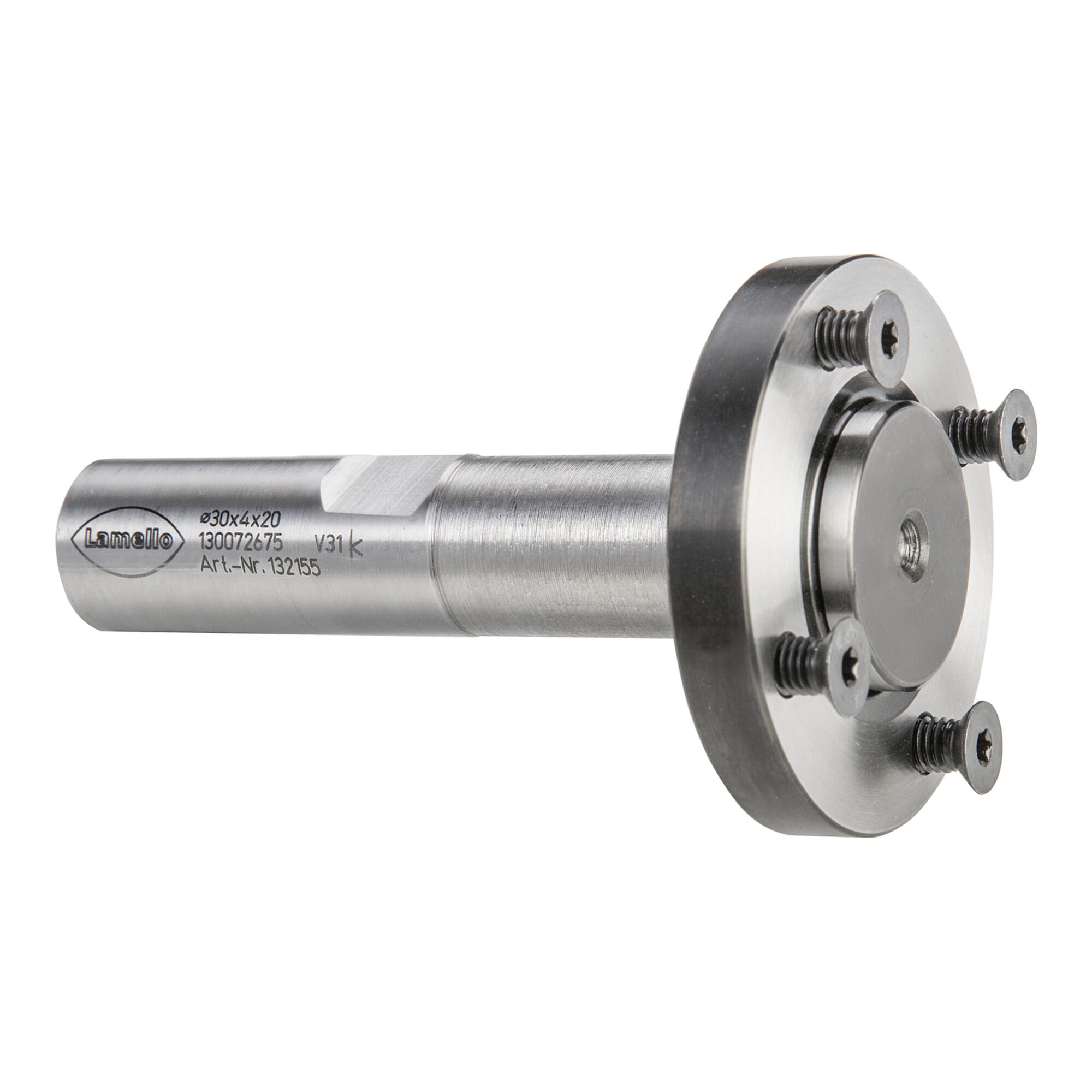 Lamello Fräsdorn zu P-System-Nutfräser, CNC, Spannfläche2°, D30 mm, Schaft D20x50 mm, L 85 mm, NL 4xM4xD48 mm