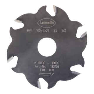 Lamello Fraise à rainurer, HW, 100 x 4 mm, Z6 denture alternée (3+3) pour Lamello Classic
