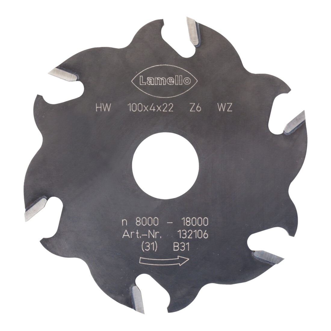 Lamello Fraise à rainurer, HW, 100 x 4 mm, Z6 denture alternée (3+3) pour Lamello Classic