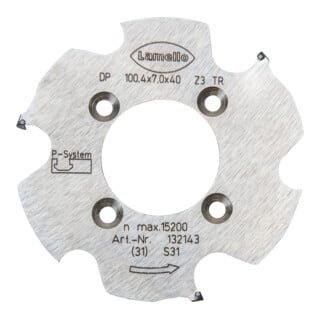 Lamello Fraise à rainurer P-System CNC, DP, D100,4x7xD40 mm, Z3, NL 4xD5,5xD52 mm