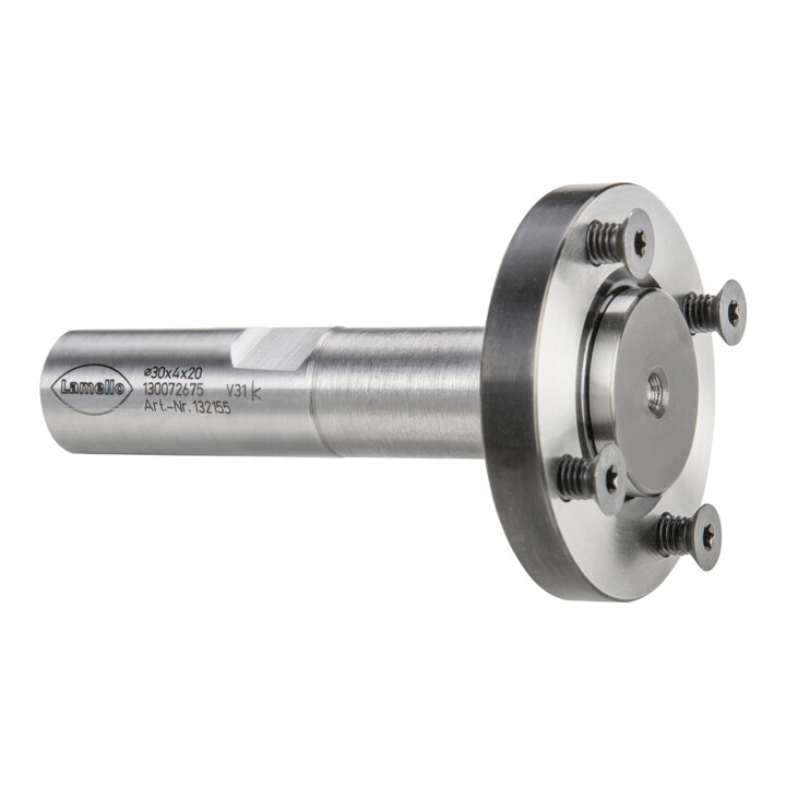 Lamello Fraise de centrage pour fraise à rainurer P-System, CNC, surface de serrage 2°, Ø30 mm, tige Ø20x50 mm, L 85 mm, NL 4xM4xØ48 mm