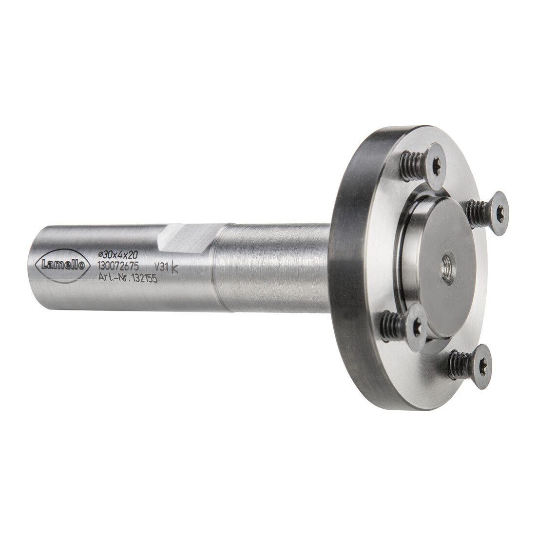 Lamello Fraise de centrage pour fraise à rainurer P-System, CNC, surface de serrage 2°, Ø30 mm, tige Ø20x50 mm, L 85 mm, NL 4xM4xØ48 mm