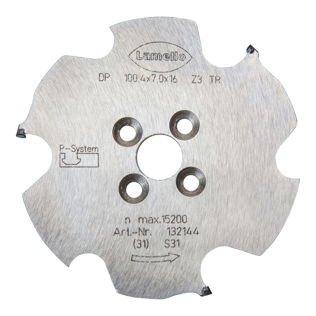 Lamello P-System Nutfräser CNC, DP, D100.4x7xD16 mm, Z3, NL 4xD5.5xD28 mm