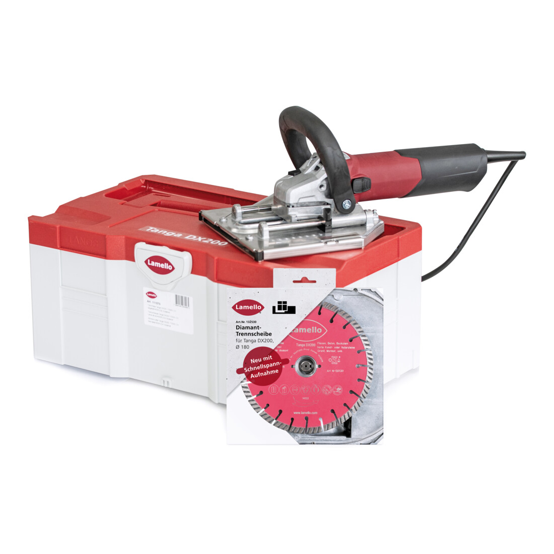 Lamello Tanga DX200 Dia Set im Systainer Fenstertrennfräse inkl. Diamanttrennscheibe ø 180mm, Staubschutzecke, Werkzeugset