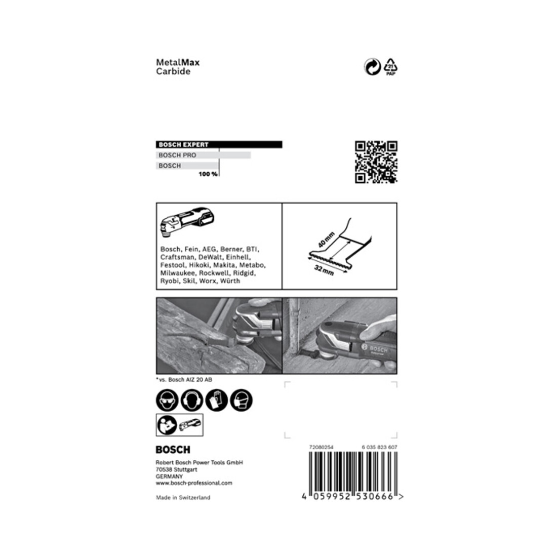Lames Bosch Expert MetalMax AIZ 32 AIT pour outils multifonctions, 40 x 32 mm
