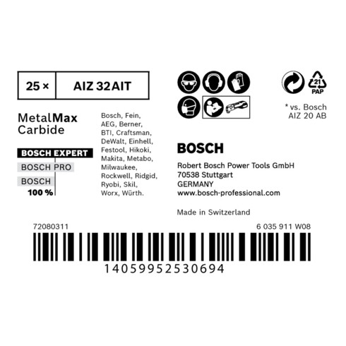 Lames Bosch Expert MetalMax AIZ 32 AIT pour outils multifonctions, 40 x 32 mm