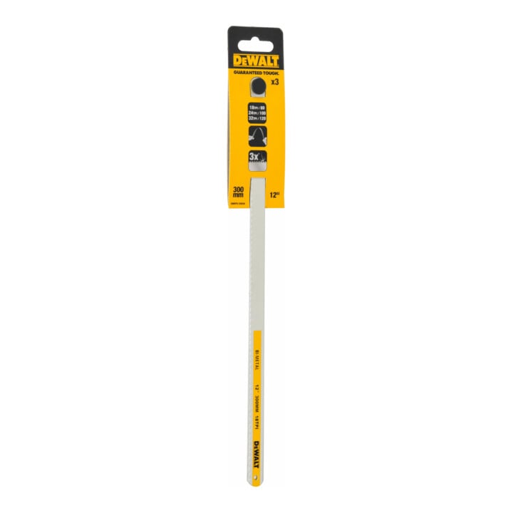 Lames de scie bi-métal 300mm DEWALT, paquet de 3 avec 18 / 24 / 32 TPI DWHT0-20558