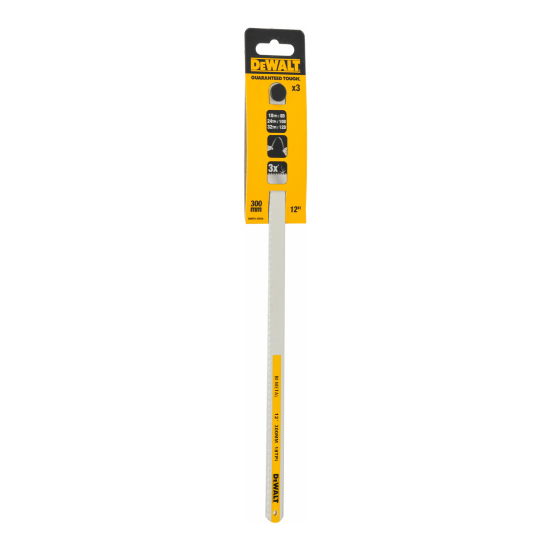 Lames de scie bi-métal 300mm DEWALT, paquet de 3 avec 18 / 24 / 32 TPI DWHT0-20558