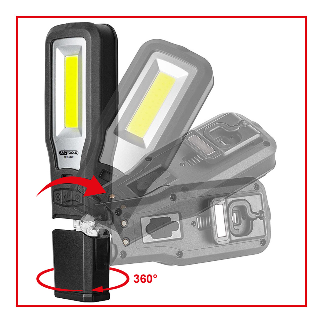 Lampe à main d’atelier mobile KS Tools, rabattable, 550 Lumens