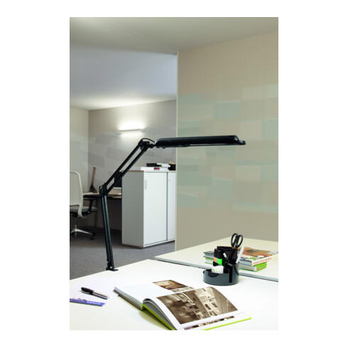 Lampe de bureau métal/cuivre noir H.max.450mm avec pince de table avec LED