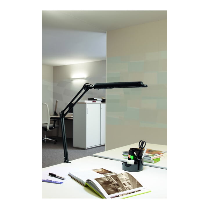 Lampe de bureau métal/cuivre noir H.max.450mm avec pince de table avec LED