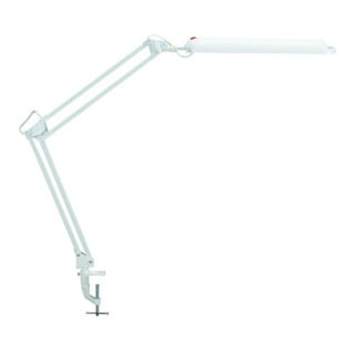 Lampe de bureau métal/plastique blanc H.max.450mm avec pince et LED