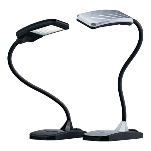 Lampe de bureau plastique noir avec trépied et raccord USB avec LED