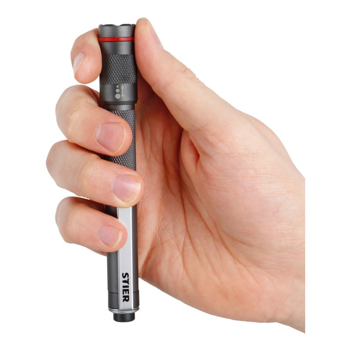 Lampe de poche à LED STIER avec fonction zoom 120 lumens 2x AAA
