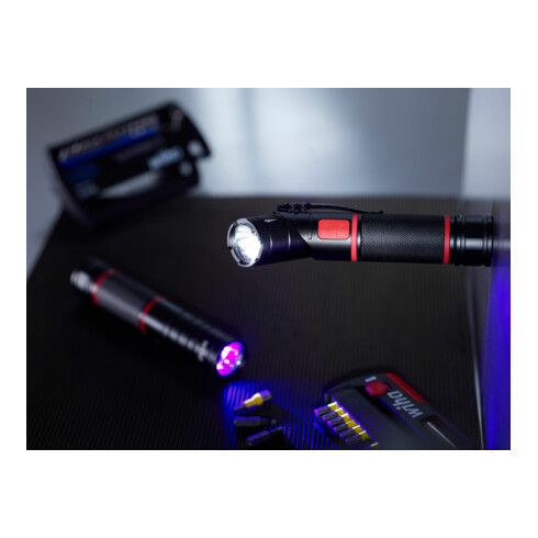 Lampe de poche avec lumière LED Wiha laser et UV avec 3 piles AAA (41286)