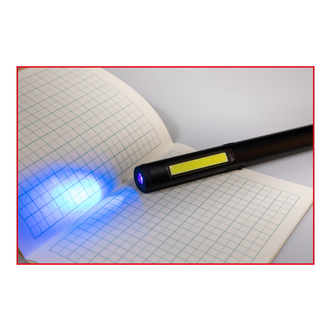 Lampe d’inspection à bande LED KS Tools COB de 350 lumens avec spot UV à LED et pointeur laser