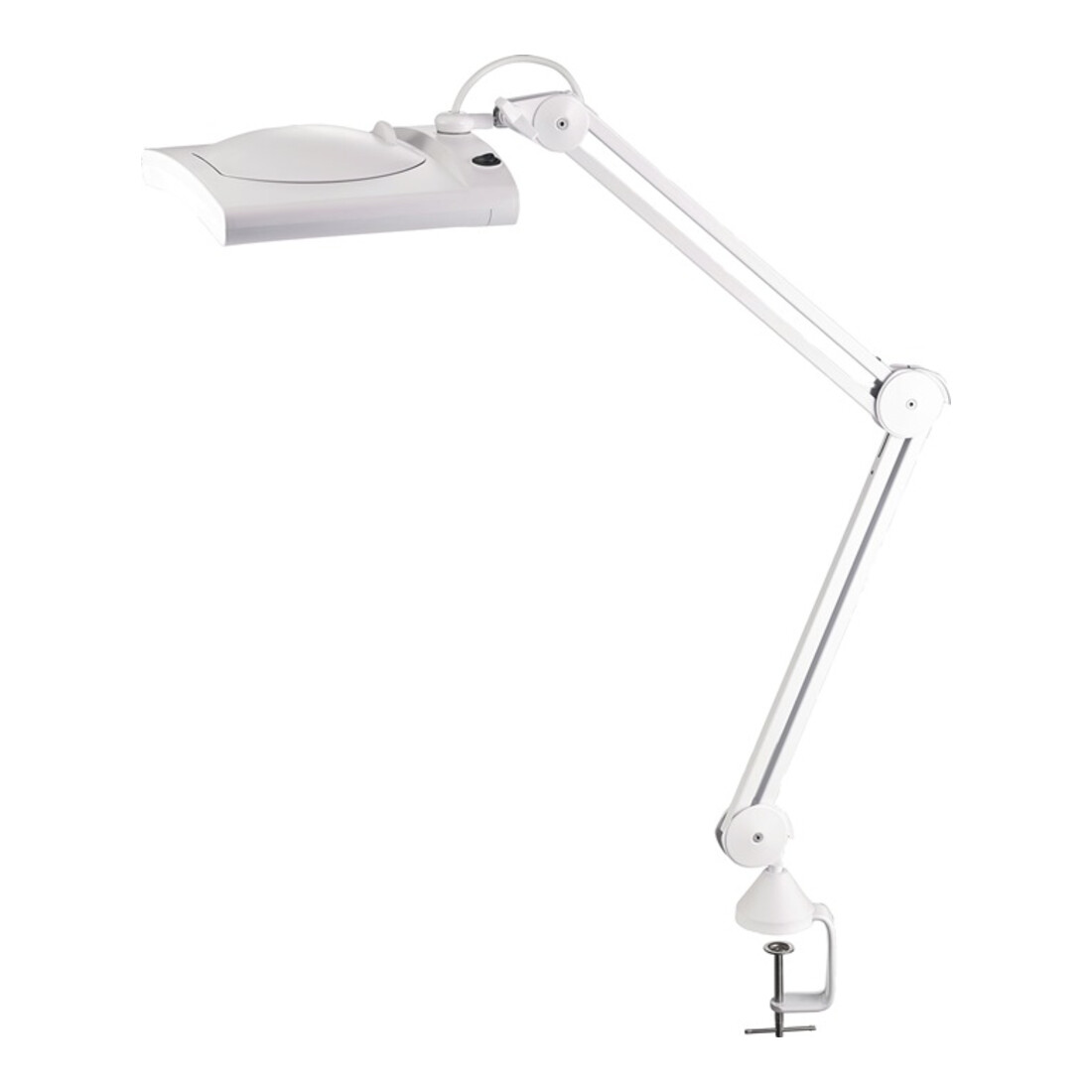 Lampe loupe LED lentille en verre 190,5 mm (7,5″) pied blanc avec capot, tête carrée