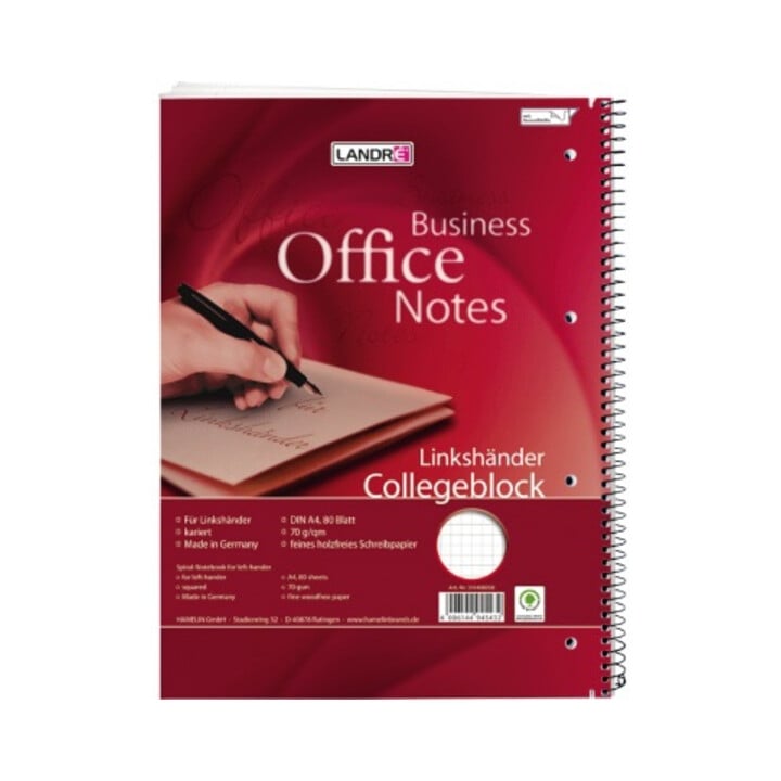Landre Collegeblock 100050066 Linkshänder DIN A4 80Blatt kariert