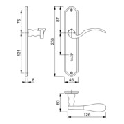 Langschildgarnitur Potsdam M112PL/310P MS F71 BB 72mm DIN L/R DURAPLUS-4