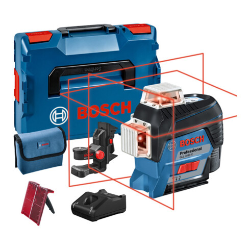 Laser à lignes croisées BOSCH à nivellement automatique GLL 3-80C avec Batterie et L-BOXX