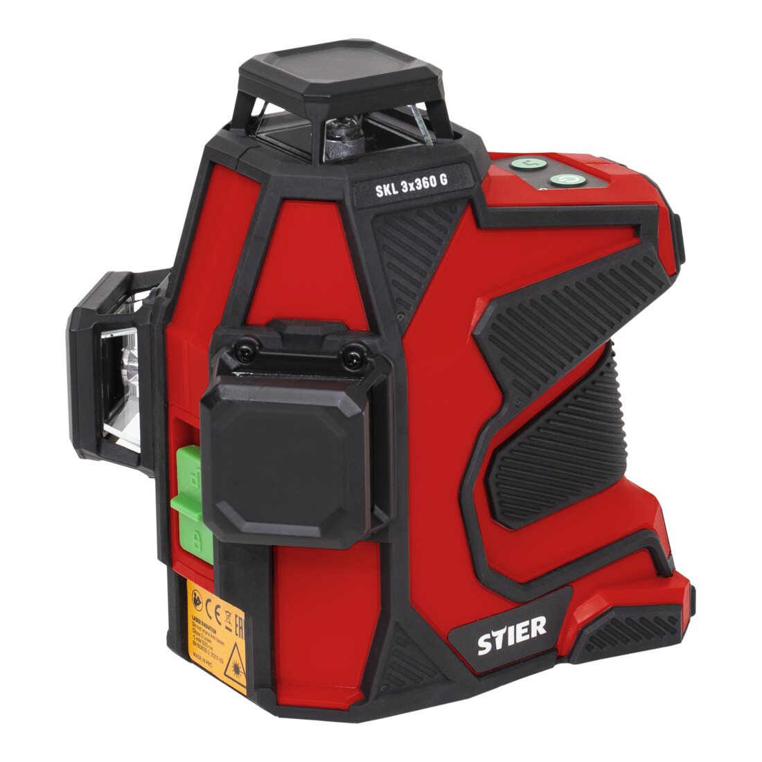 Laser à lignes croisées STIER SKL 3x360°, 520 nm, vert, filetage 1/4" et 5/8", en valise