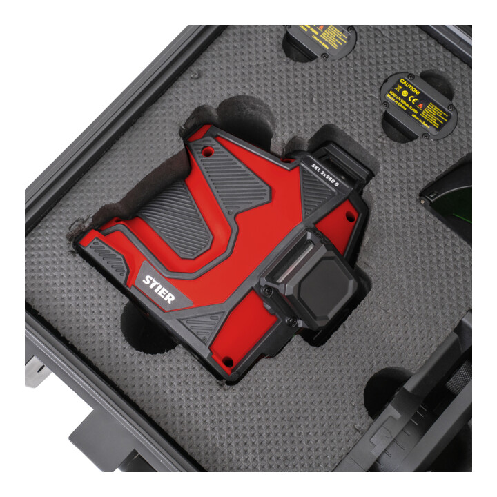 Laser à lignes croisées STIER SKL 3x360°, 520 nm, vert, filetage 1/4" et 5/8", en valise