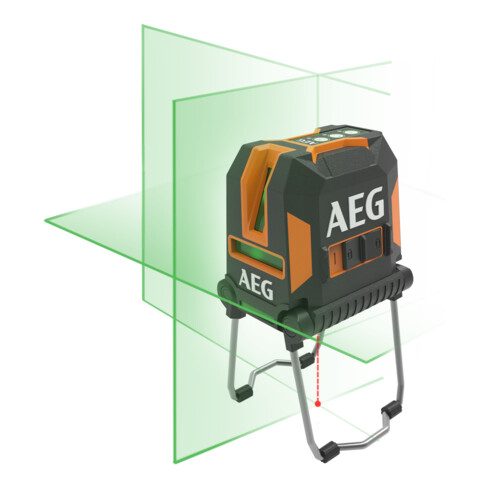 AEG Laser a linee incrociate CLG3-30K, 30 m, verde, con borsa, 3x batterie AA, supporto a parete (magnetico), piastra bersaglio per laser, cinghia in velcro