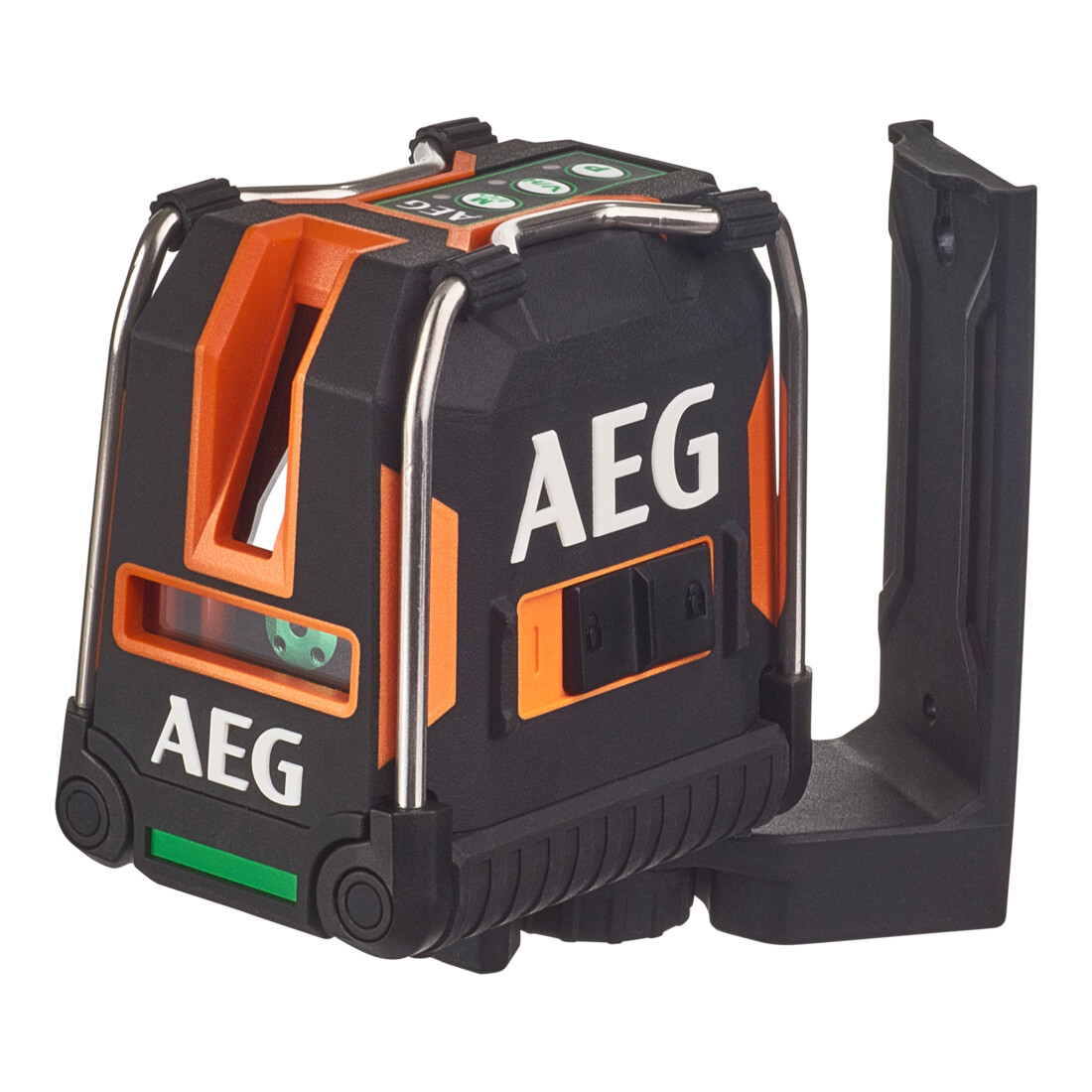 AEG Laser a linee incrociate CLG3-30K, 30 m, verde, con borsa, 3x batterie AA, supporto a parete (magnetico), piastra bersaglio per laser, cinghia in velcro