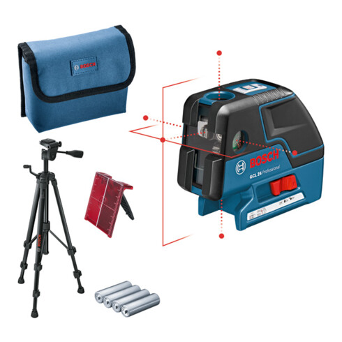 Laser combiné Bosch GCL 25 avec sac de protection et trépied de construction BT 150