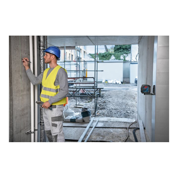 Laser ligne Bosch GLL 2-15 G avec pince de plafond et mallette d'artisan