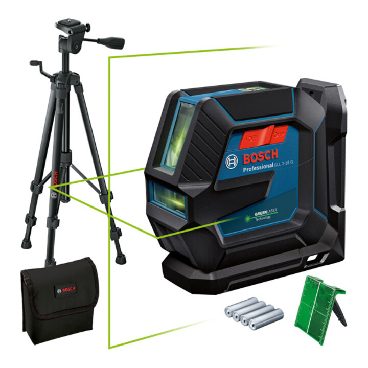 Laser ligne Bosch GLL 2-15 G avec support de construction