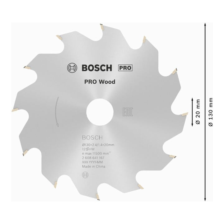 laser onBosch cirkelzaagblad Optiline Wood voor handcirkelzagen tvanger, 130 x 20/16 x 2,4 mm, 12