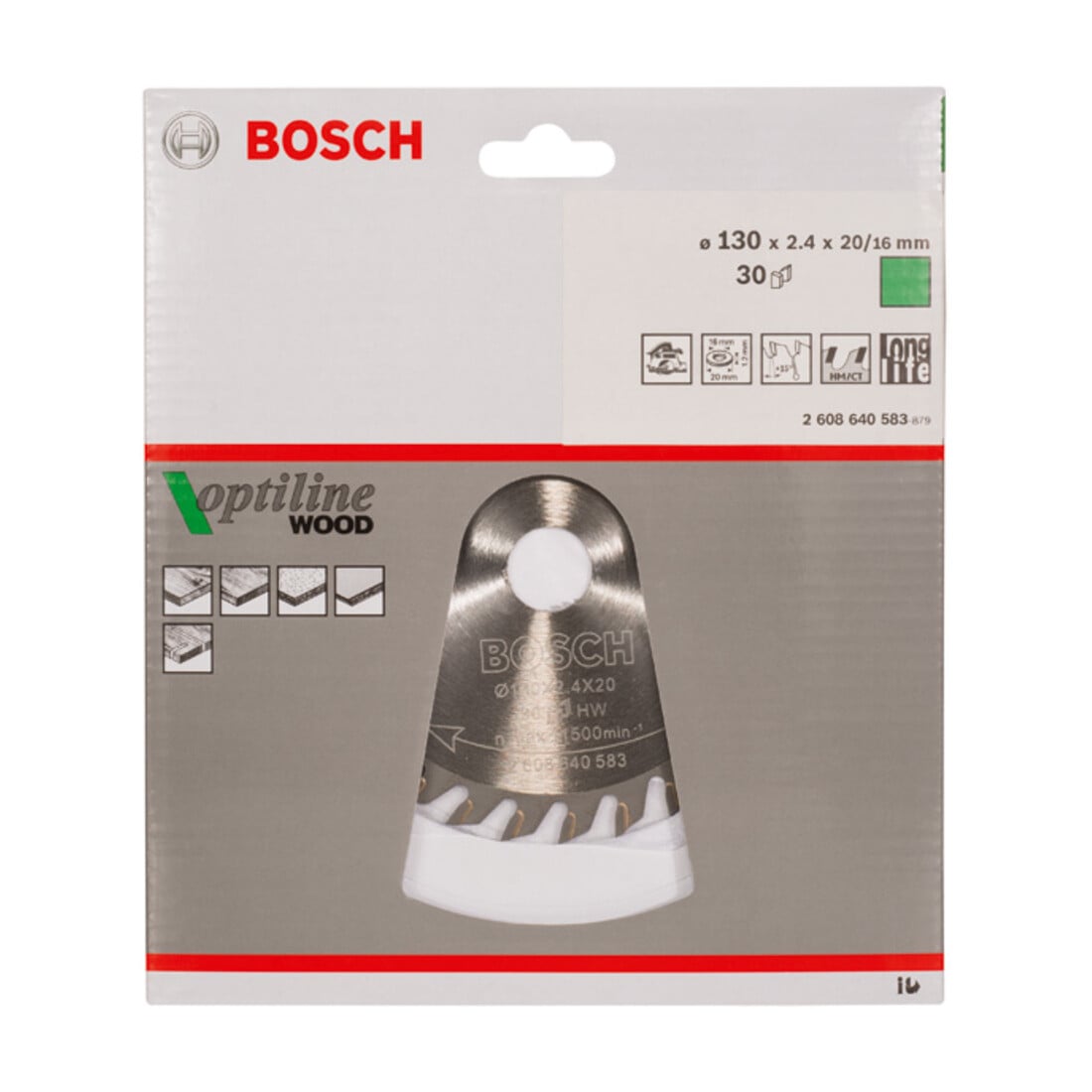 laser onBosch cirkelzaagblad Optiline Wood voor handcirkelzagen tvanger 130 x 20/16 x 2,4 mm 30