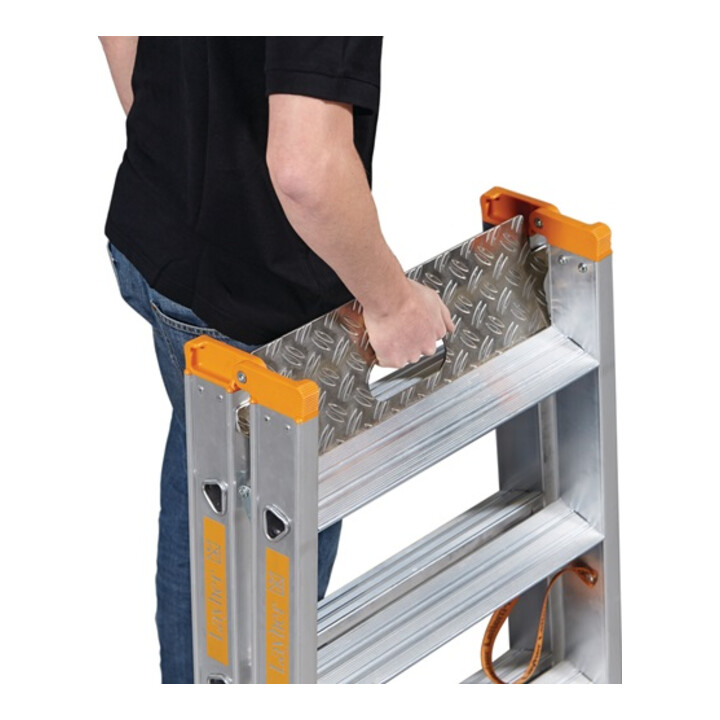 LAYHER Marchepied lourd 4 marches hauteur plateforme 950 mm alu. accessible des deux côtés