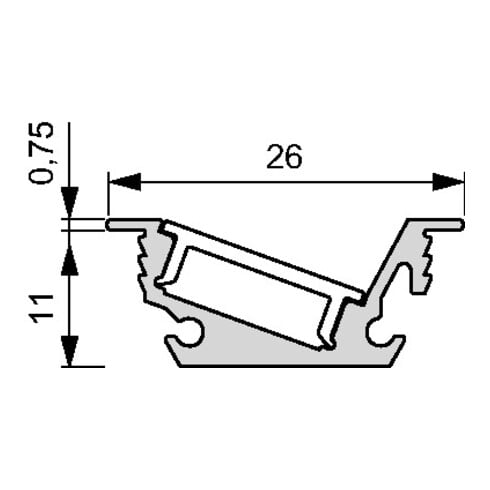 LED Leuchtenprofil Venice Mini Venice Mini Nutmaß 23x11mm Einbau Alu.VA L&S