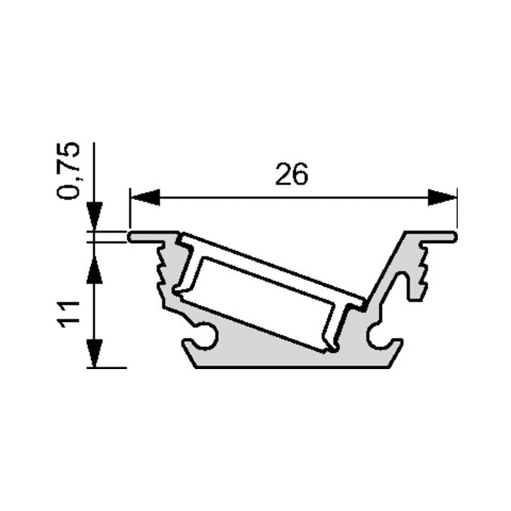 LED Leuchtenprofil Venice Mini Venice Mini Nutmaß 23x11mm Einbau Alu.VA L&S