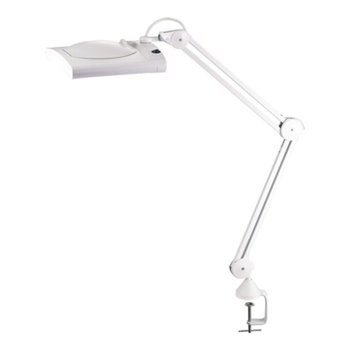 LED loeplampen 190,5mm (7,5 inch) w. Omslag, vierkante kop wit w. Tabel klem