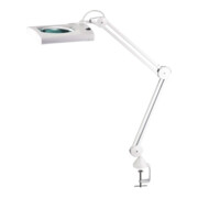 LED-Lupenleuchten 190,5mm (7,5 Zoll) m. Abdeckung,eckiger Kopf weiß m. Tischklem
