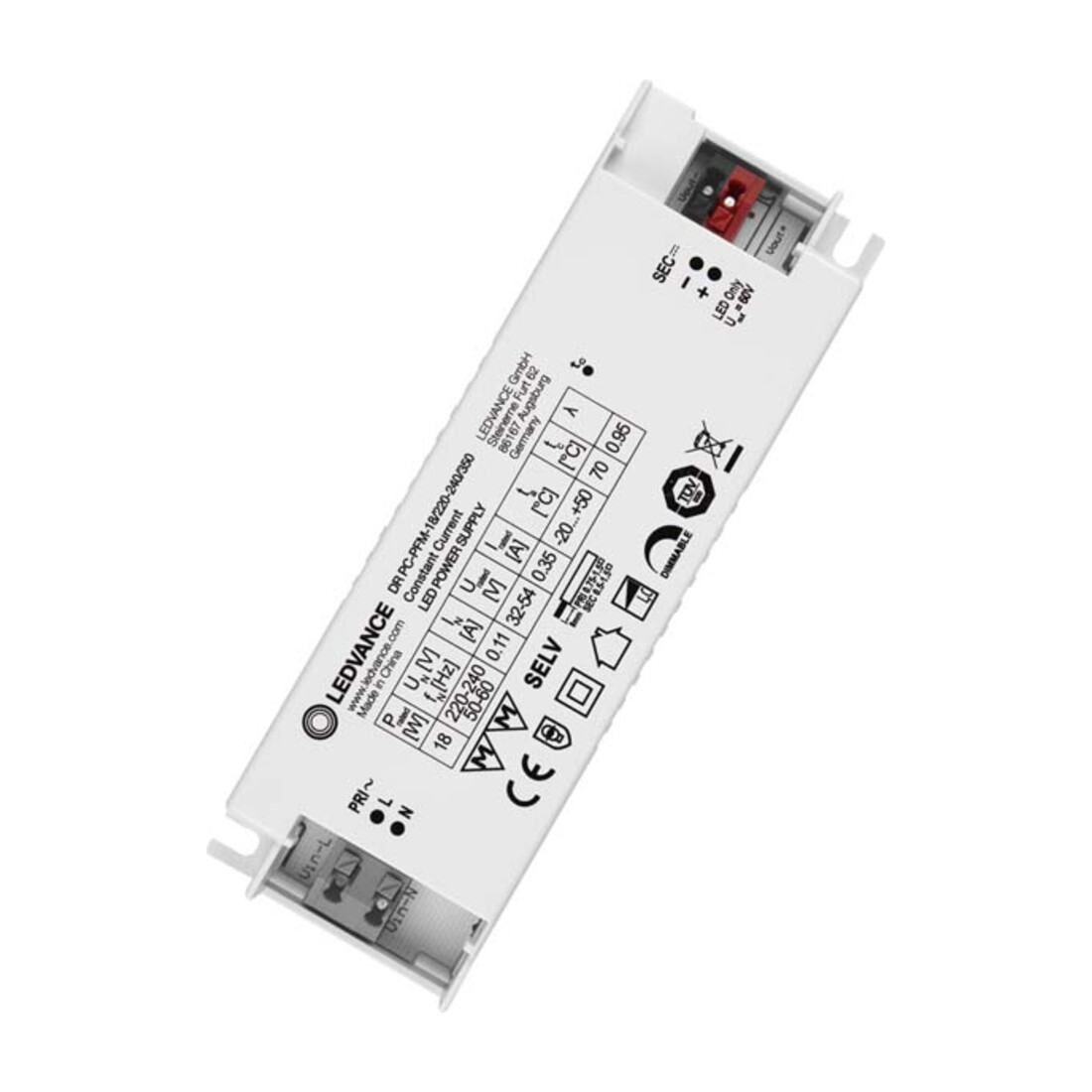 LEDVANCE Driver LED 350 mA, 18 W, IP20 DRPCPFM18/220240/350