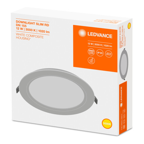 LEDVANCE LED Downlight 3000K IP20 DLSLIMDN15512W/3000K
