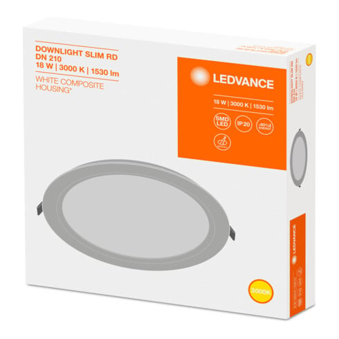 LEDVANCE LED Downlight 3000K IP20 DLSLIMDN21018W/3000K