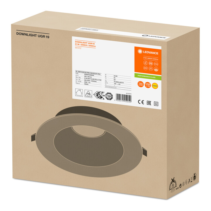 LEDVANCE LED-Downlight 3000K UGR19 DLUGRDN195PFM21W830