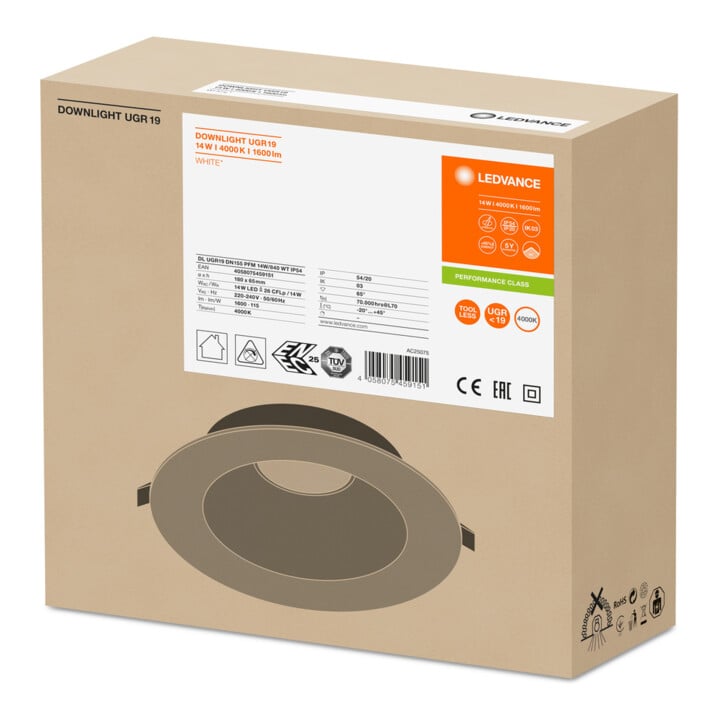 LEDVANCE LED-Downlight 4000K UGR19 DLUGRDN155PFM14W840