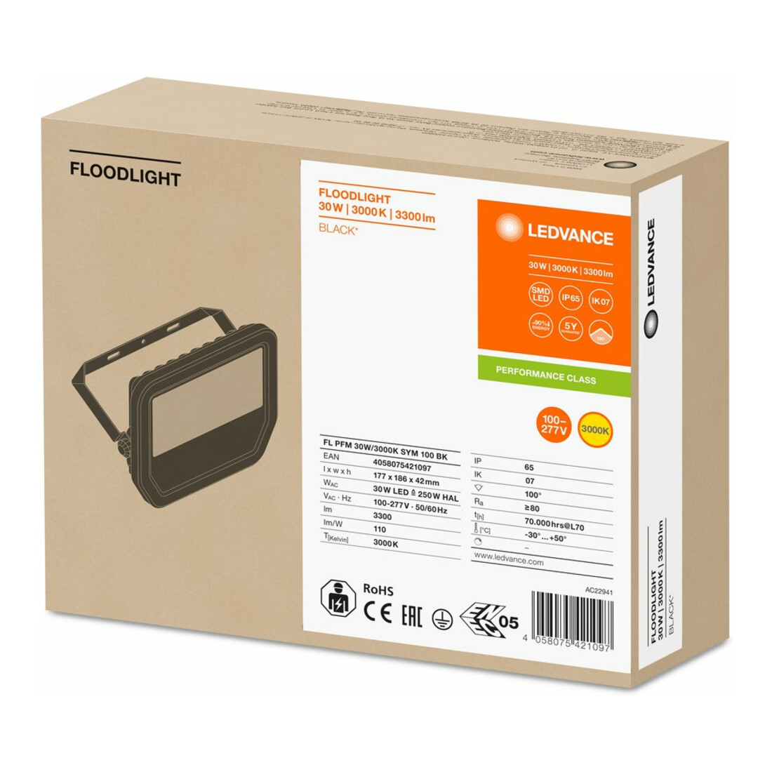 LEDVANCE LED-Fluter 3000K sw FLPFM30W3000KSYM100B